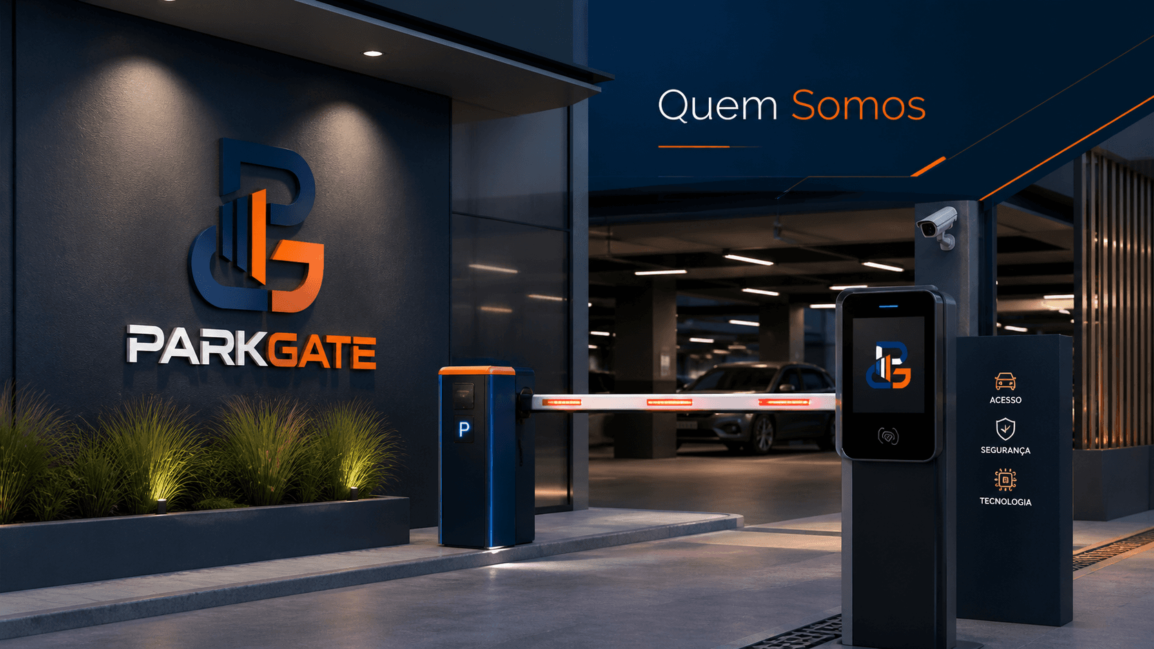 Entrada de estacionamento com sistema ParkGate